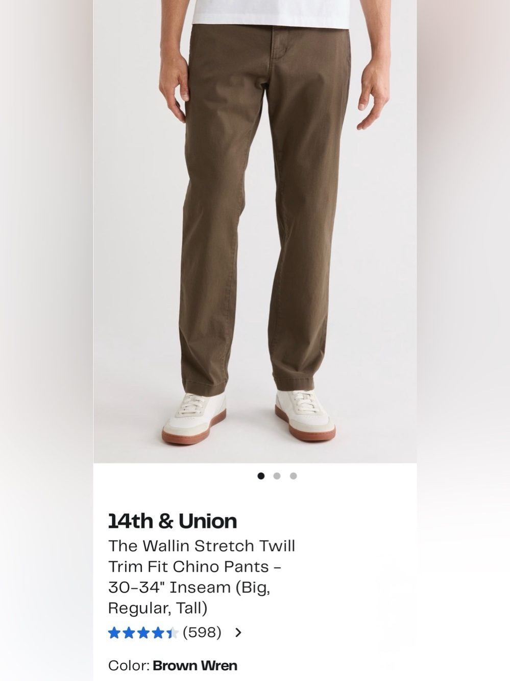 14th & Union Wallin Stretch Twill Trim Fit Chino Pants